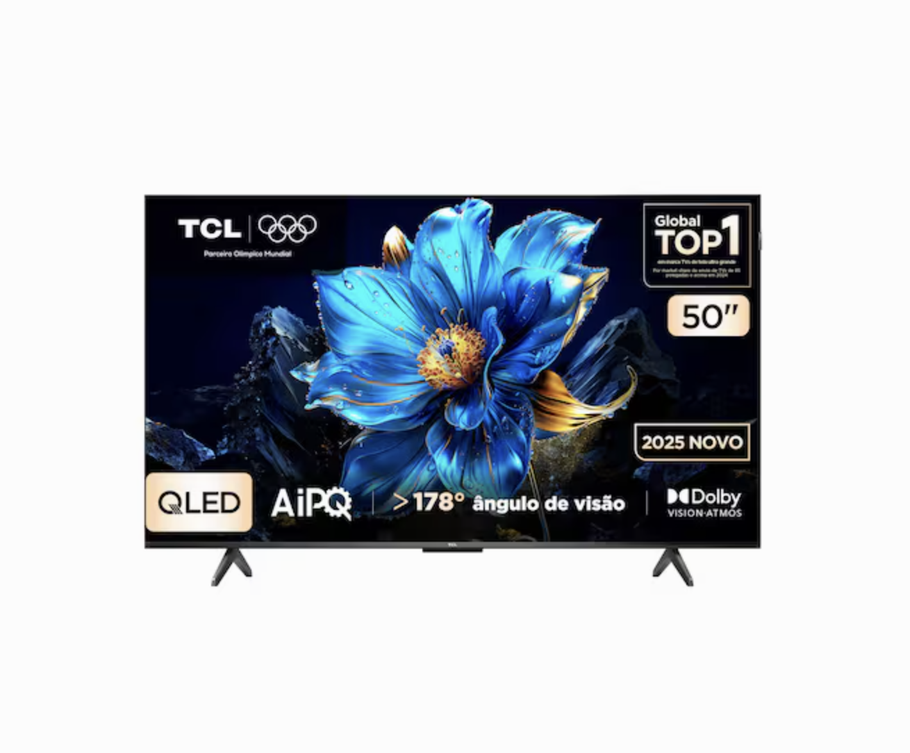 Smart TV TCL 50" 4K QLED UHD 50P7K Google TV 60Hz Processador AiPQ Preta
